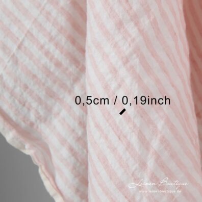 Weicher, vorgewaschener Leinenstoff rosa-weiß gestreift