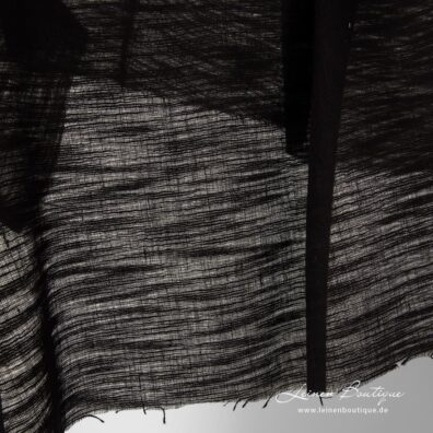 Schwarzer Leinen-Baumwollstoff mit kleinen Streifen