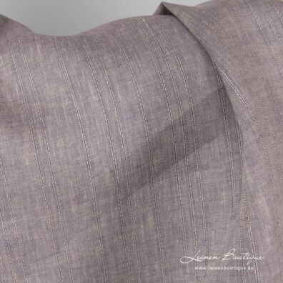 Leinenstoff beige-violett meliert, mit Ajour-Streifen dekoriert
