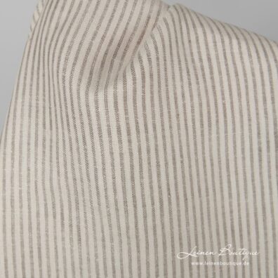 Leinenstoff beige-braun gestreift für Heimtextilien, Bekleidung