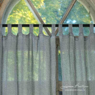 Leinen Gardine taubenblau mit Schlaufen