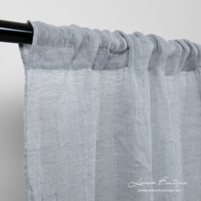 Leinen Gardine taubenblau mit Stangendurchzug