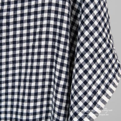 Leinenstoff dunkelblau-milchweiß kariert
