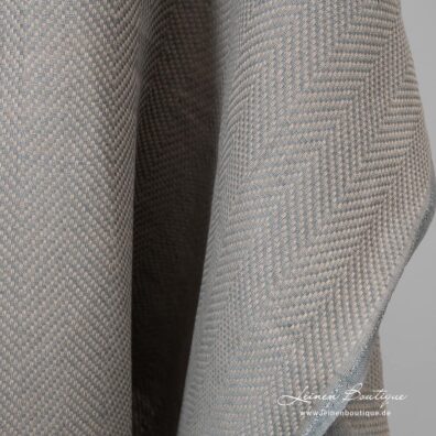 Gemusterter Leinen-Baumwollstoff aus blaugrauem und beige Garn