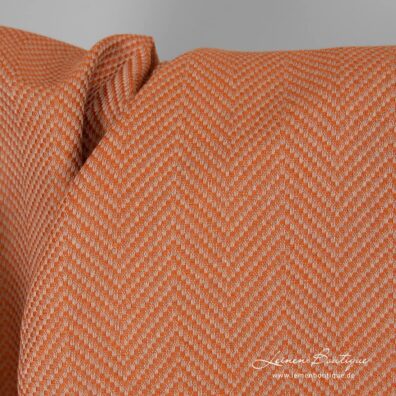 Orange Halbleinen in Fischgrat aus beige Garn