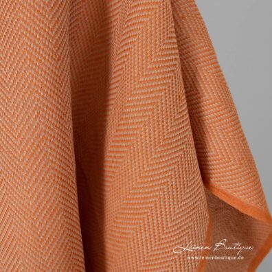 Orange Halbleinen in Fischgrat für Bekleidung, Heimtextilien