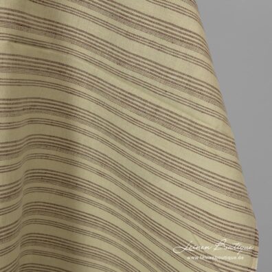 Hellgrüner Leinen-Baumwollstoff mit braunen Streifen