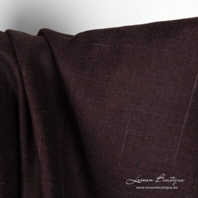 Weinroter Leinenstoff mit weißen Streifen für Bekleidung, Heimtextilien