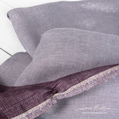 Leinenstoff grau-violett silberglänzend für festliche Kleidung, Tischwäsche, Gardinen