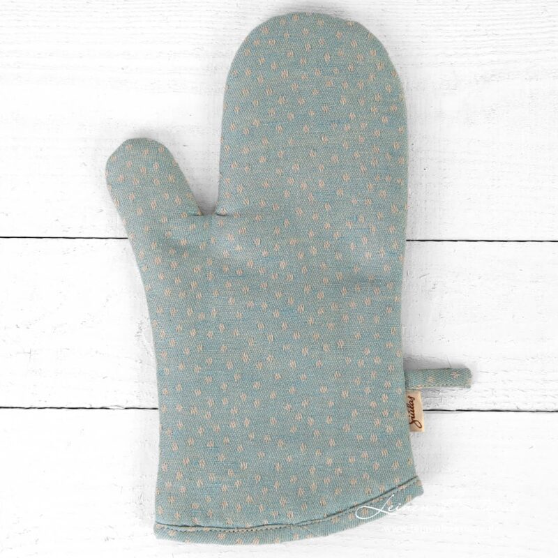 Leinen Ofenhandschuh aquagrün