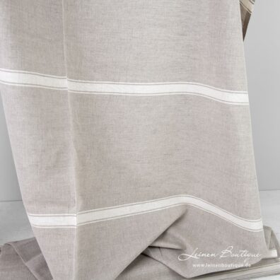 Halbleinen beige-weiß gestreift zum Nähen von Bekleidung und Heimtextilien geeignet