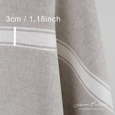 Leinen-Baumwollstoff aus naturgrauem und milchweißem Garn gewebt, gestreift
