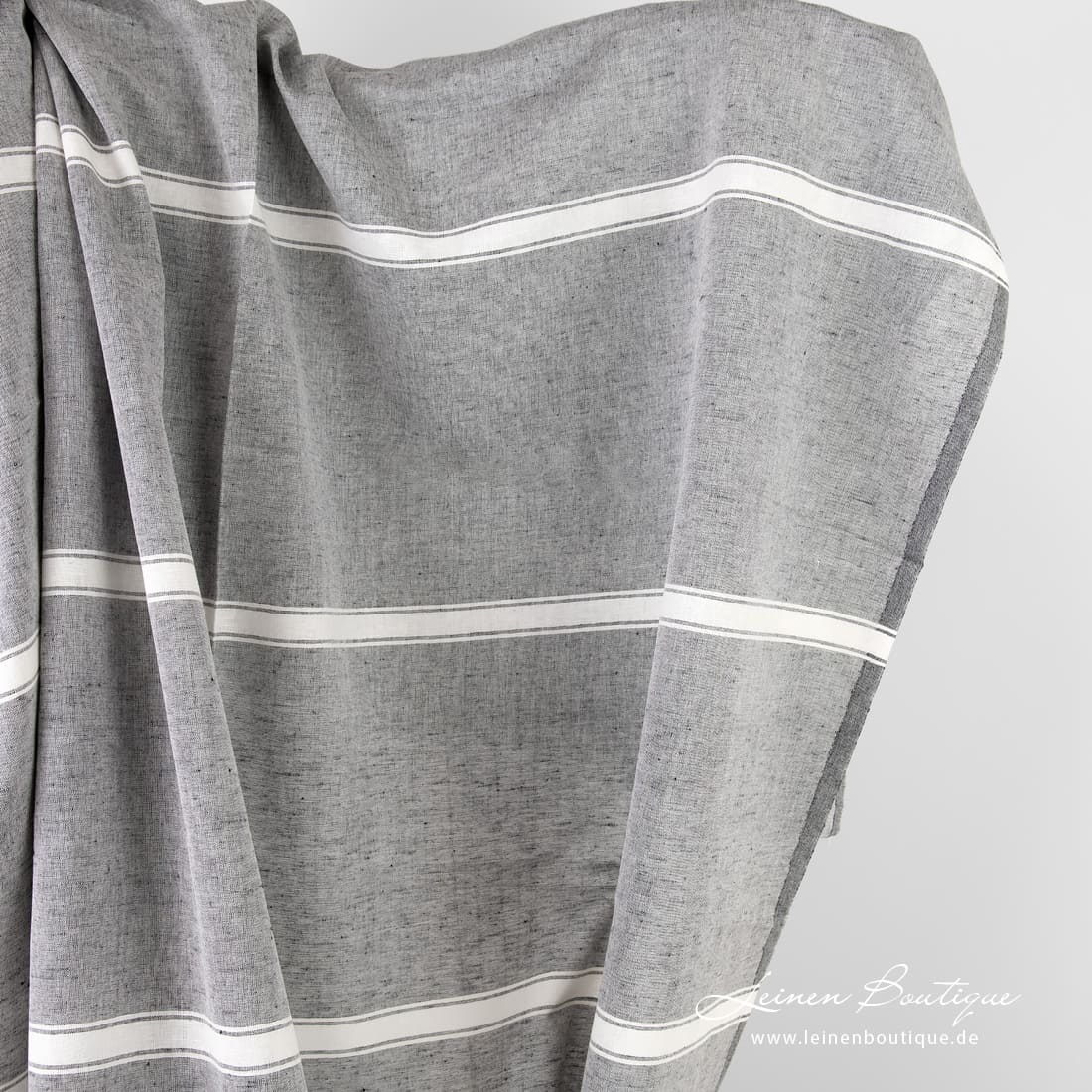 Halbleinen schwarz-weiß meliert, gestreift