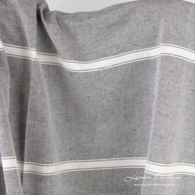 Halbleinen schwarz-weiß meliert, gestreift, für Bekleidung, Tisch-, Bettwäsche, Gardinen geeignet