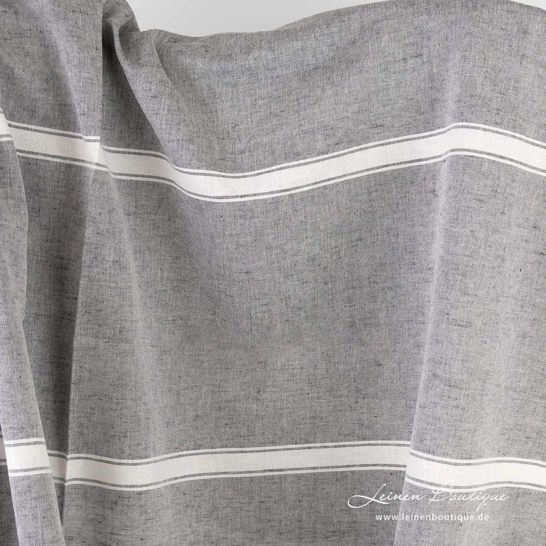 Halbleinen schwarz-weiß meliert, gestreift, für Bekleidung, Tisch-, Bettwäsche, Gardinen geeignet