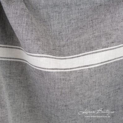 Halbleinen schwarz-weiß meliert mit weißen Streifen