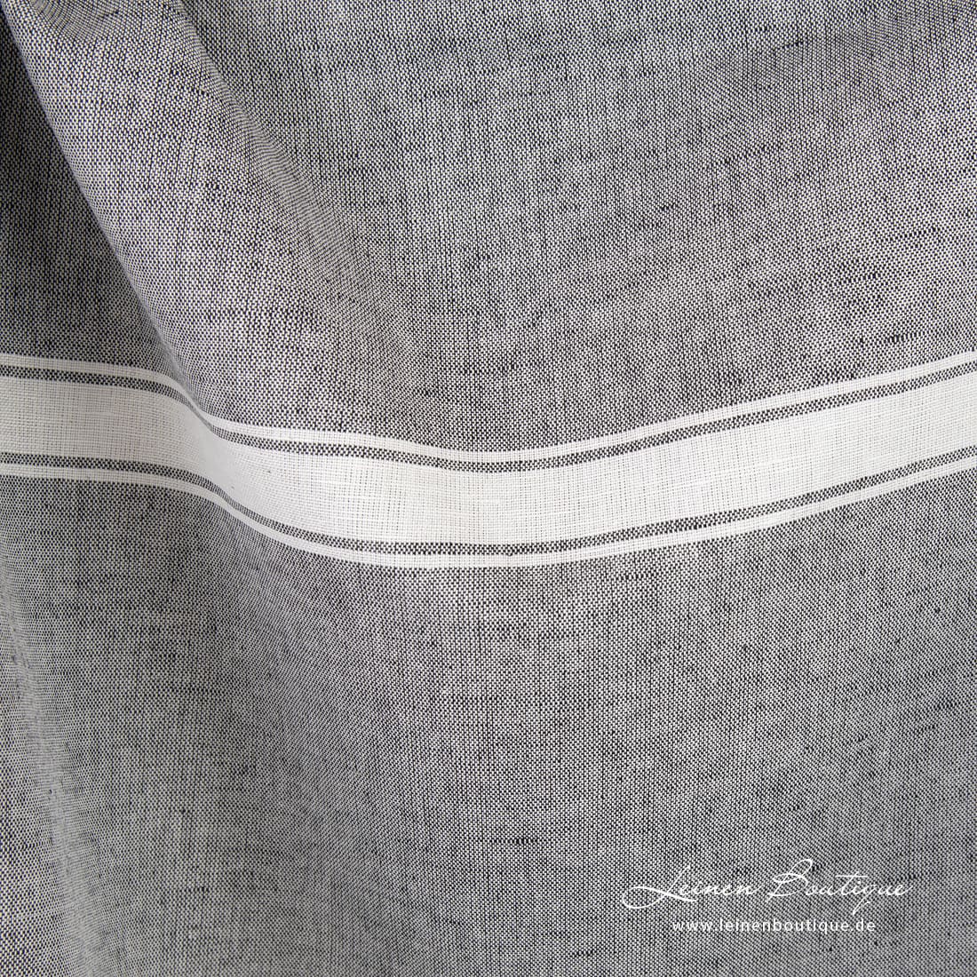 Halbleinen schwarz-weiß meliert mit weißen Streifen