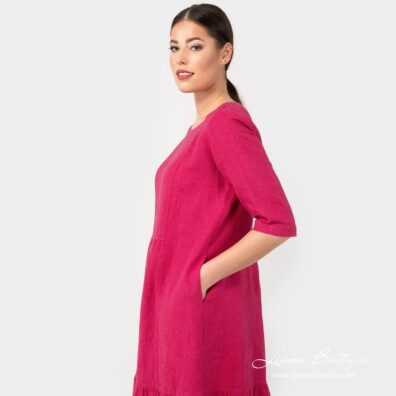 Leinenkleid rosa mit Taschen