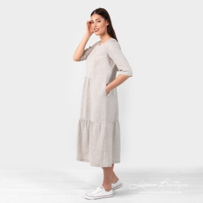 Leinenkleid beige, mit Taschen