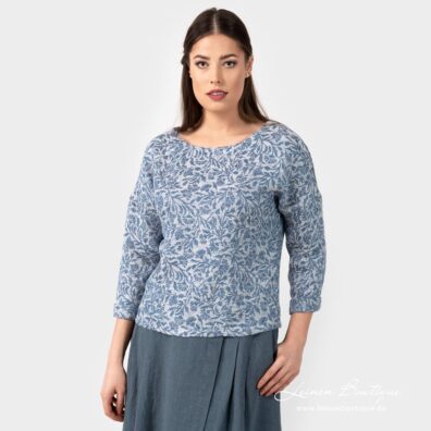 Geblümte Leinen Bluse