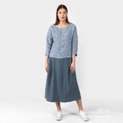 Geblümte Leinenbluse mit langen Ärmeln