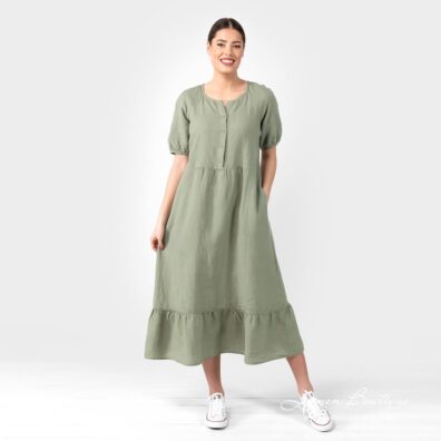 Leinen Kleid altgrün