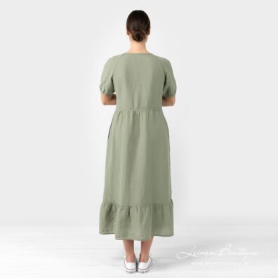 Leinenkleid altgrün wadenlang