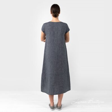 Leinen Kleid blau gestreift, Rückseite
