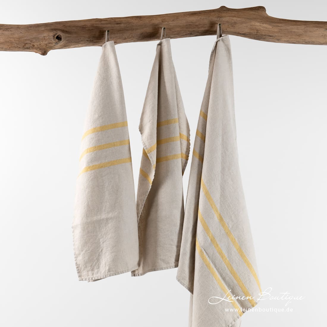 Leinen Handtuch gelb gestreift