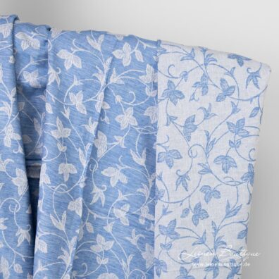 Blauer Halbleinen-Jacquard