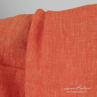 Leinenstoff rot-creme meliert gewaschen, 145cm breit