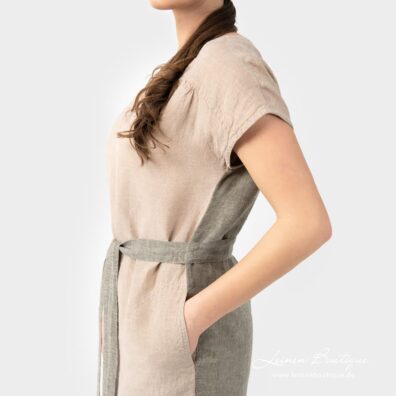 Leinenkleid taupe mit Taschen