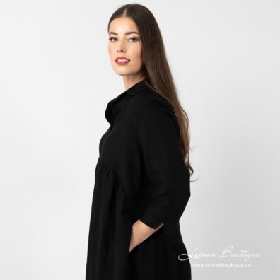 Leinenkleid schwarz mit Taschen
