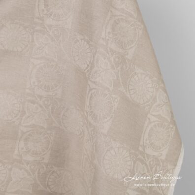Halbleinen Jacquard beige zum Nähen von Bekleidung und Heimtextilien