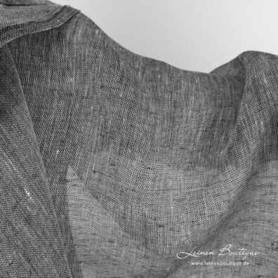 Leinenstoff transparent weiß-schwarz meliert zum Nähen von Gardinen, Schals geeignet