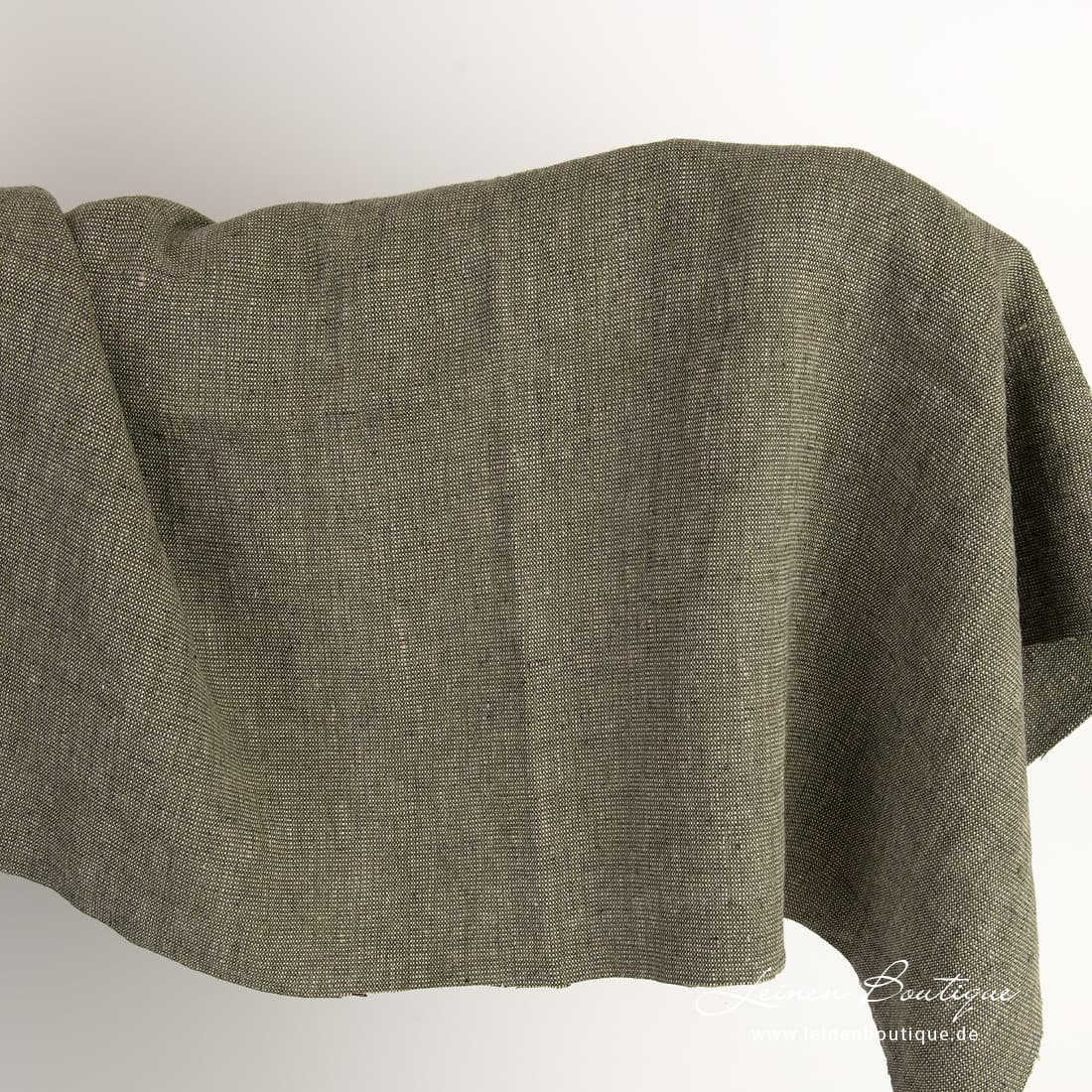 Leinenstoff grün-beige vorgewaschen