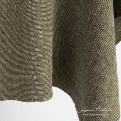Leinenstoff grün-beige vorgewaschen zum Nähen von Tagesdecken, Plaids, Sofakissenhüllen, Bekleidung