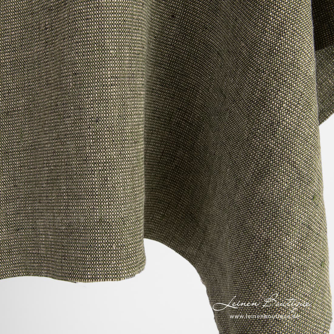 Leinenstoff grün-beige vorgewaschen zum Nähen von Tagesdecken, Plaids, Sofakissenhüllen, Bekleidung