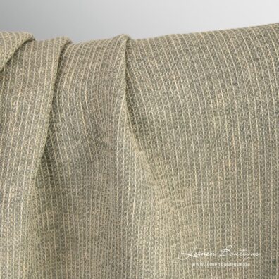 Reinleinen Waffelpikee aus grünlichgrauem und creme (gelblichem) Garn gewebt