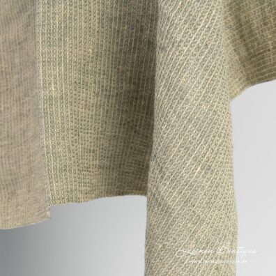 Leinenstoff gelb-grau Waffelpikee vorgewaschen für leichte Bademäntel, Sauna-, Bade-, Hand-, Geschirr- und Küchentücher