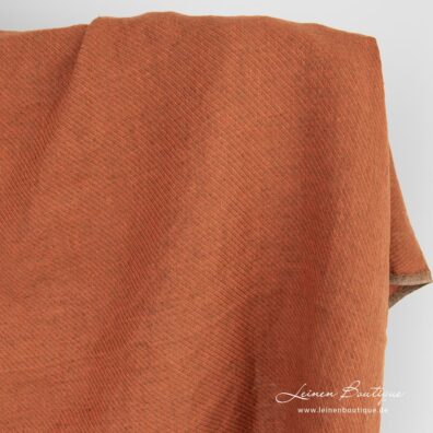 Leinenstoff orange schräg gestreift vorgewaschen zum Nähen von Kleidung und Heimtextilien