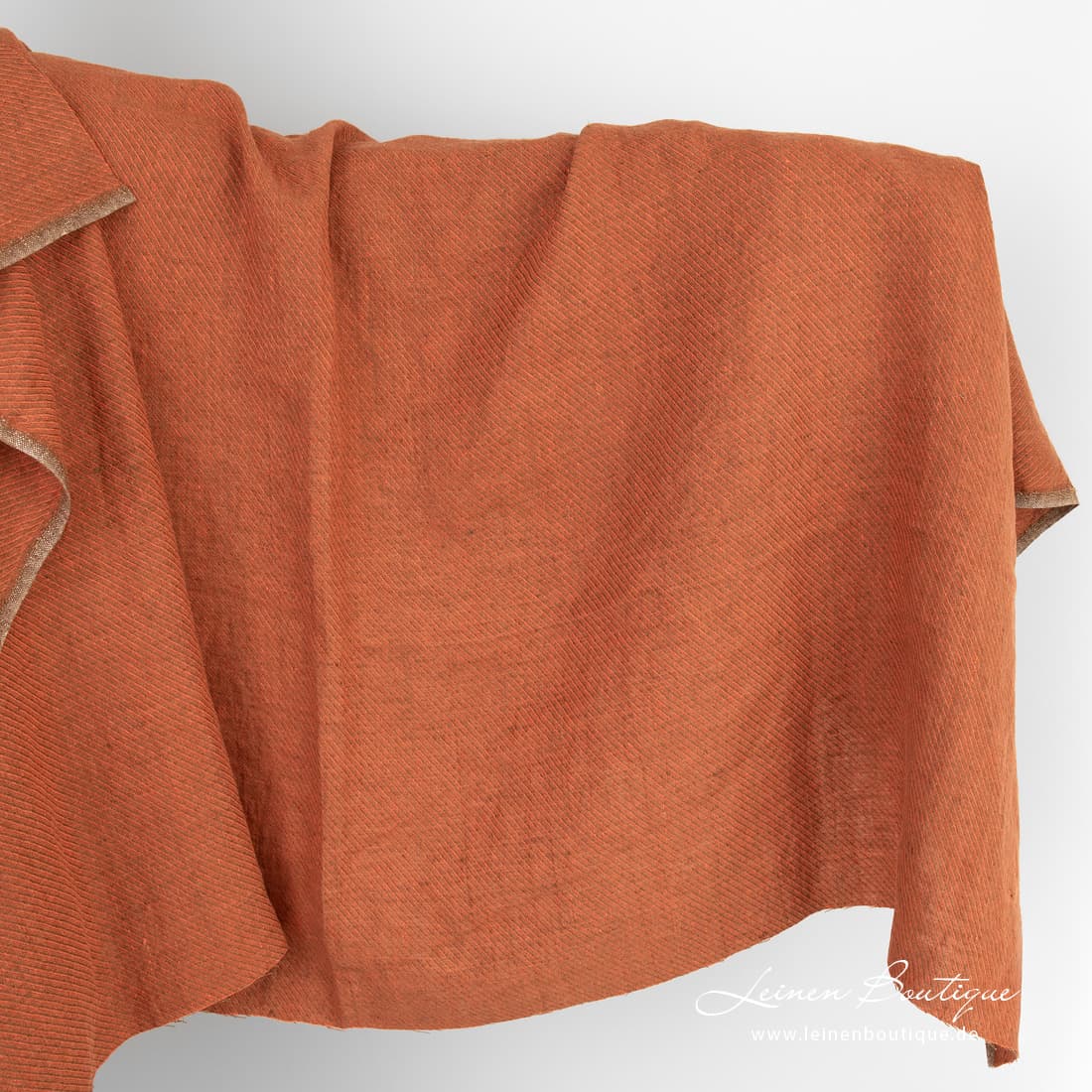 Leinenstoff orange schräg gestreift vorgewaschen