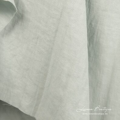 Mintgrüner Leinen-Baumwollstoff in Fischgratbindung