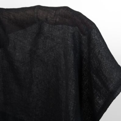 Leinenstoff in Schwarz transparent gewaschen, ideal zum Nähen von Gardinen und Schals