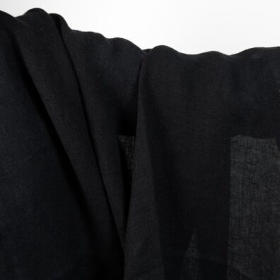 Leinenstoff in Schwarz transparent, leicht, offen gewebt, speziell gewaschen