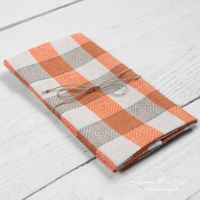 Leinen Küchentuch mit orange Rauten