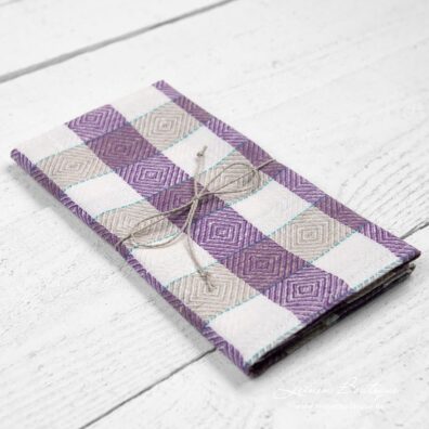 Leinen Küchentuch mit violetten Rauten