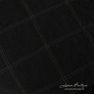 Bettwäsche aus schwarz-dunkelgrün kariertem Halbleinen