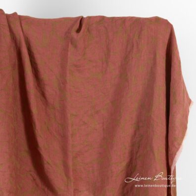 Leinenstoff braun mit Blumen gewaschen