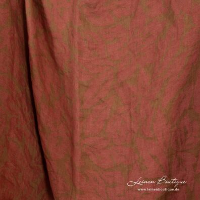 Jacquard-Reinleinen in Blumenmuster aus braunem und dunkelrosa Garn gewebt